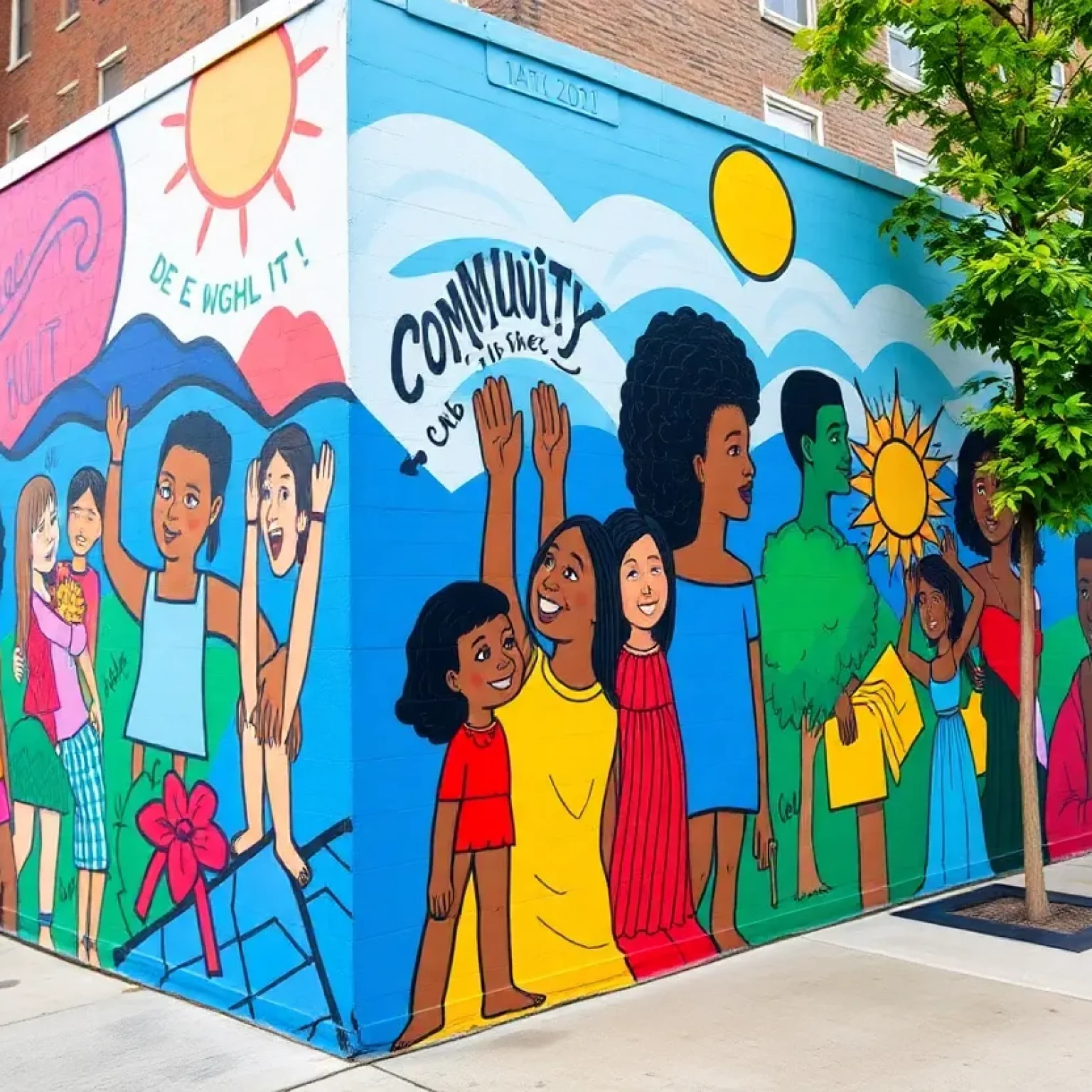A colorful mural representing diversity and community values in St. Petersburg.