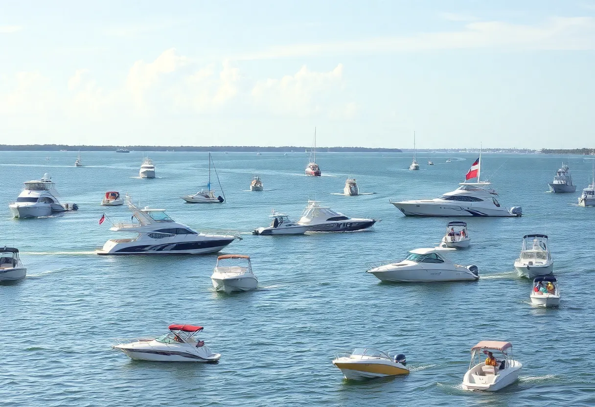 Police boat patrolling Tampa Bay during Labor Day weekend for boating safety.