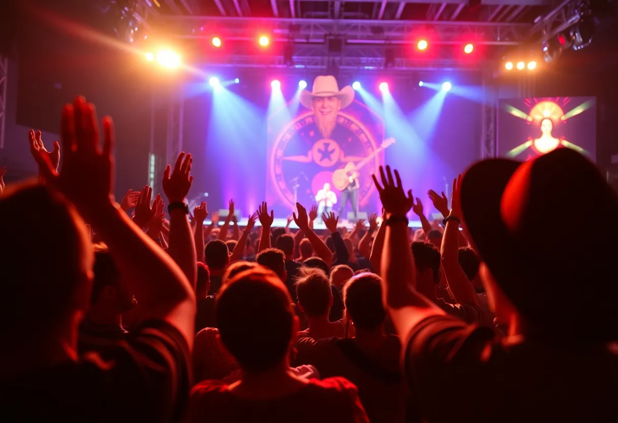 Concert scene depicting excitement for the Texas Forever tour.