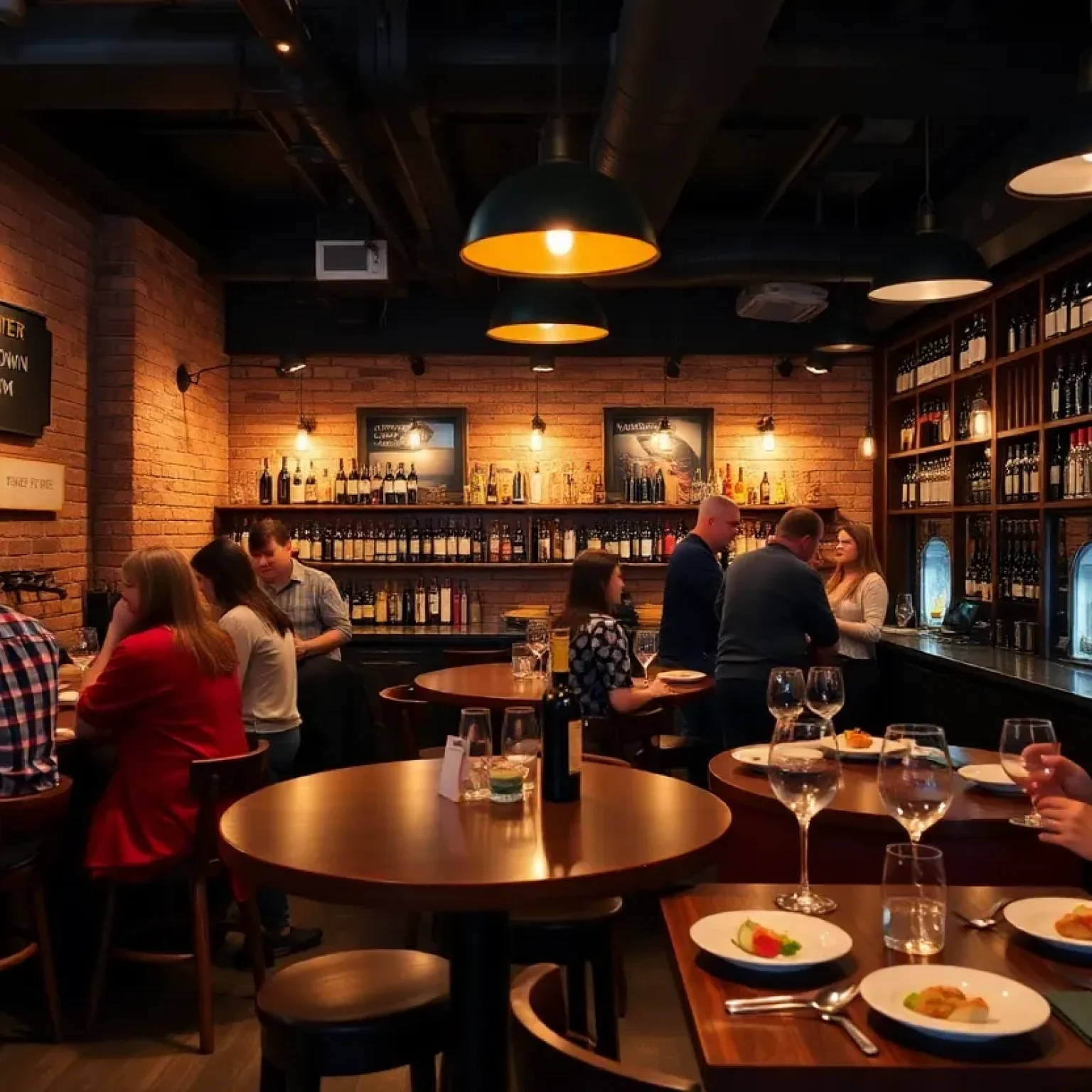 Interior view of The Study wine bar featuring self-serve stations.