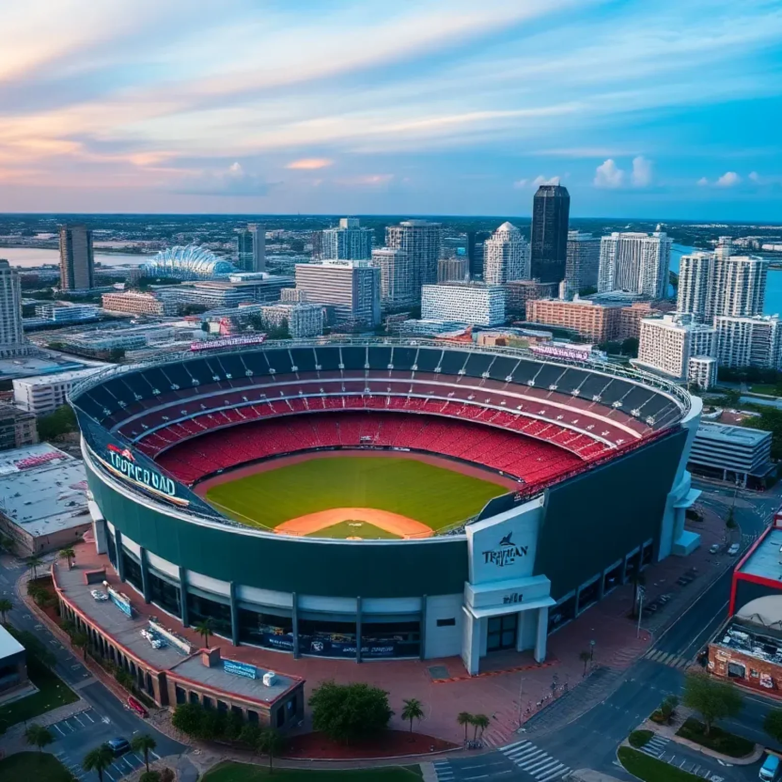 Aerial view of Tropicana Field in St. Petersburg, Florida