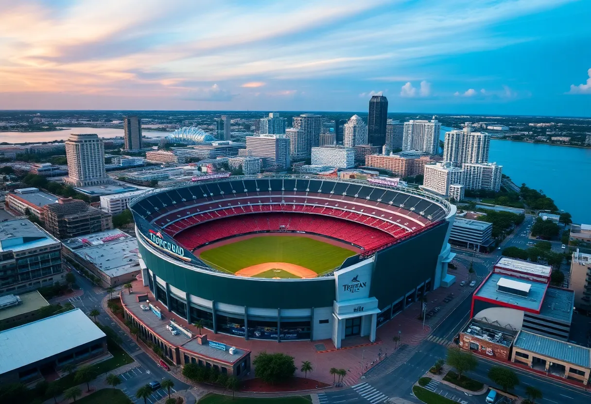 Aerial view of Tropicana Field in St. Petersburg, Florida