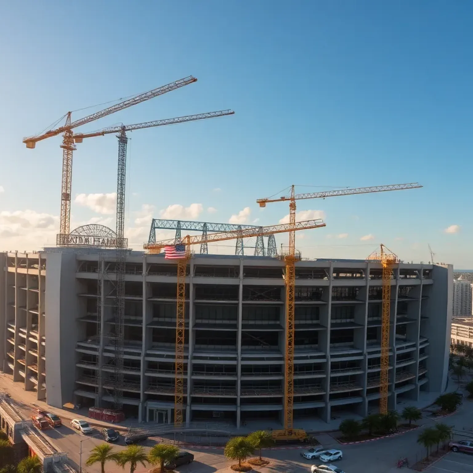 Construction work at Tropicana Field in St. Petersburg, Florida