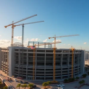 Construction work at Tropicana Field in St. Petersburg, Florida
