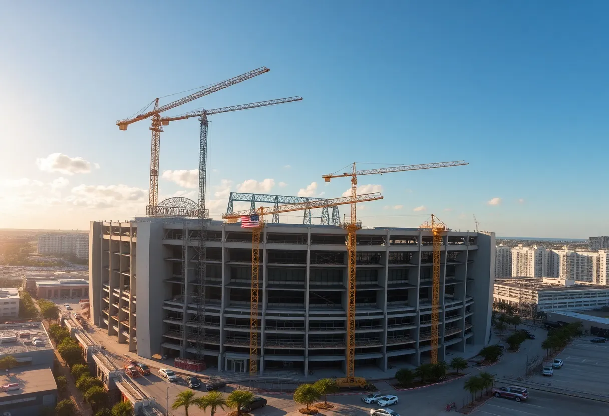 Construction work at Tropicana Field in St. Petersburg, Florida