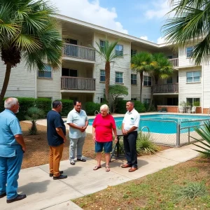 Residents discuss maintenance at The Morgan Apartments in St. Petersburg, Florida