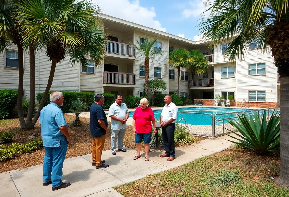 Residents discuss maintenance at The Morgan Apartments in St. Petersburg, Florida