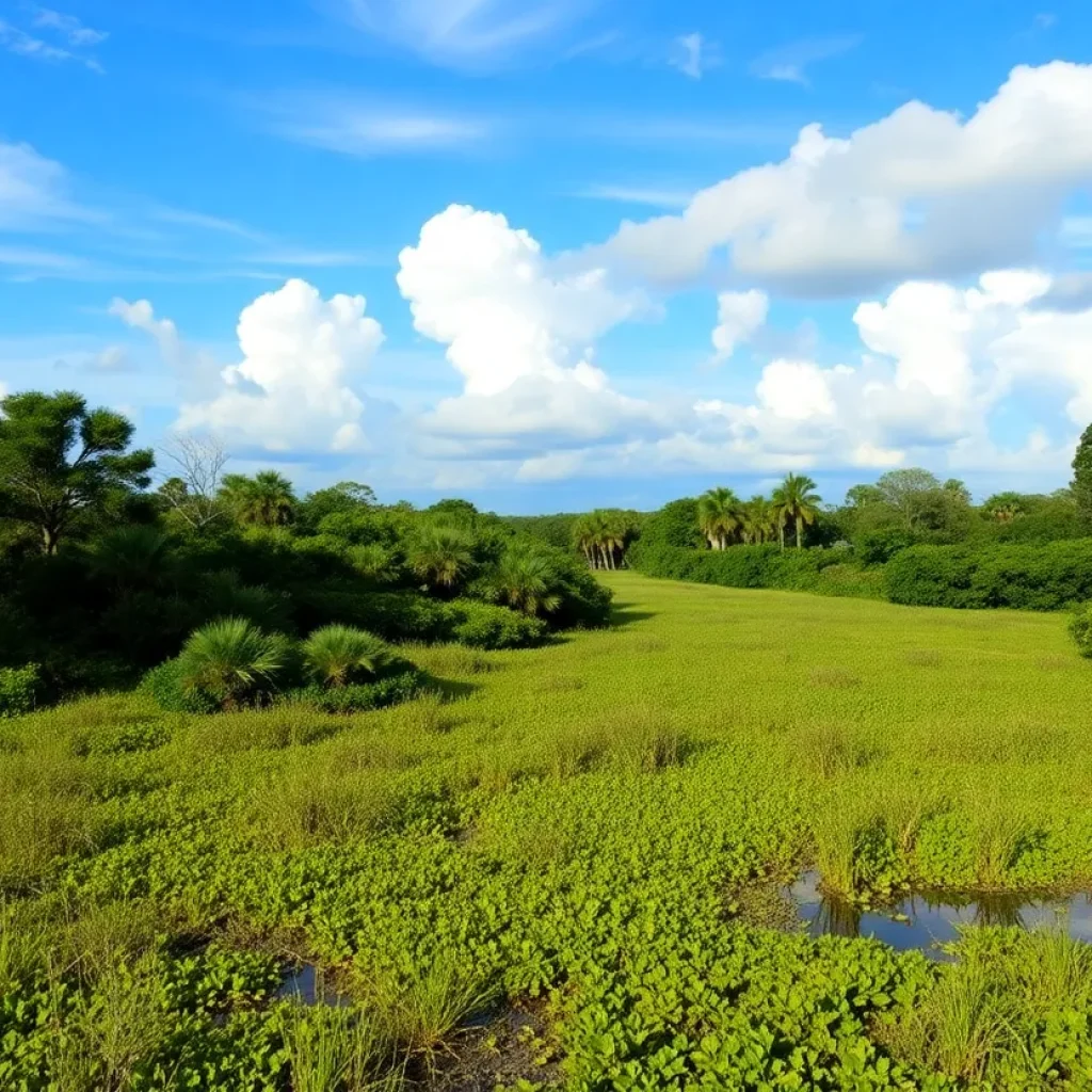 Florida landscape indicating potential mosquito breeding conditions.
