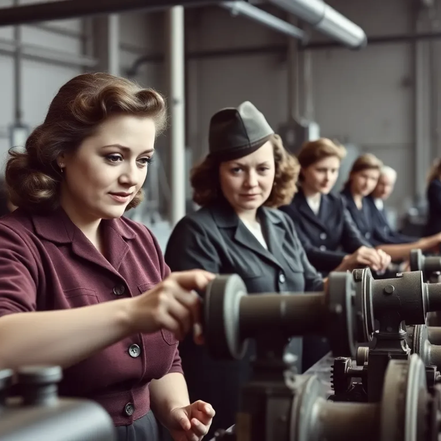 Women engineers during World War II working on aircraft designs.