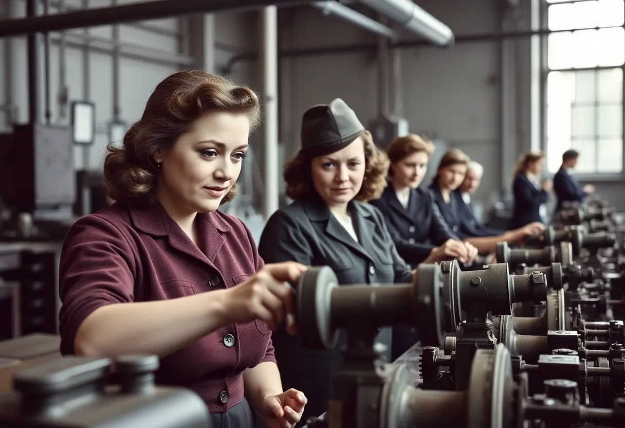 Women engineers during World War II working on aircraft designs.