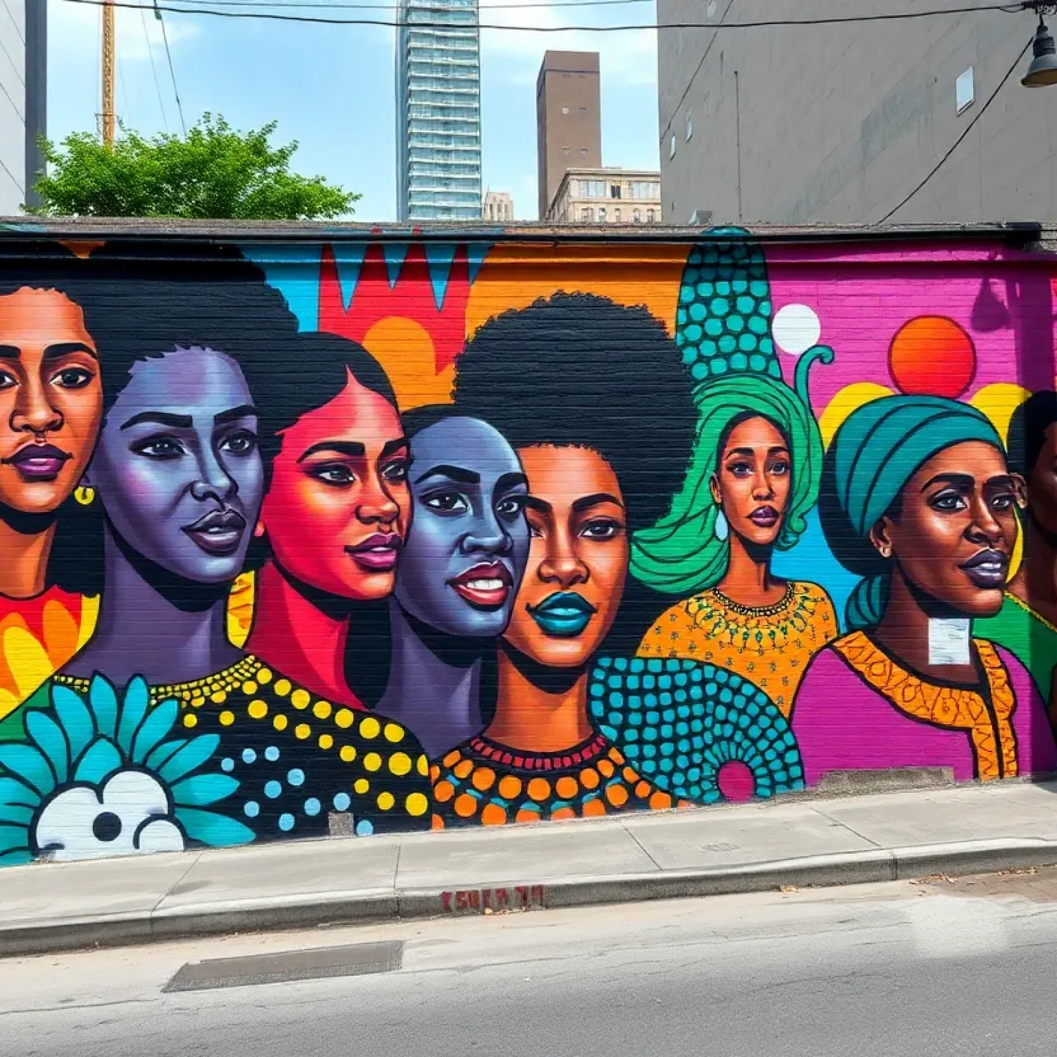A colorful mural reflecting social justice themes in St. Petersburg