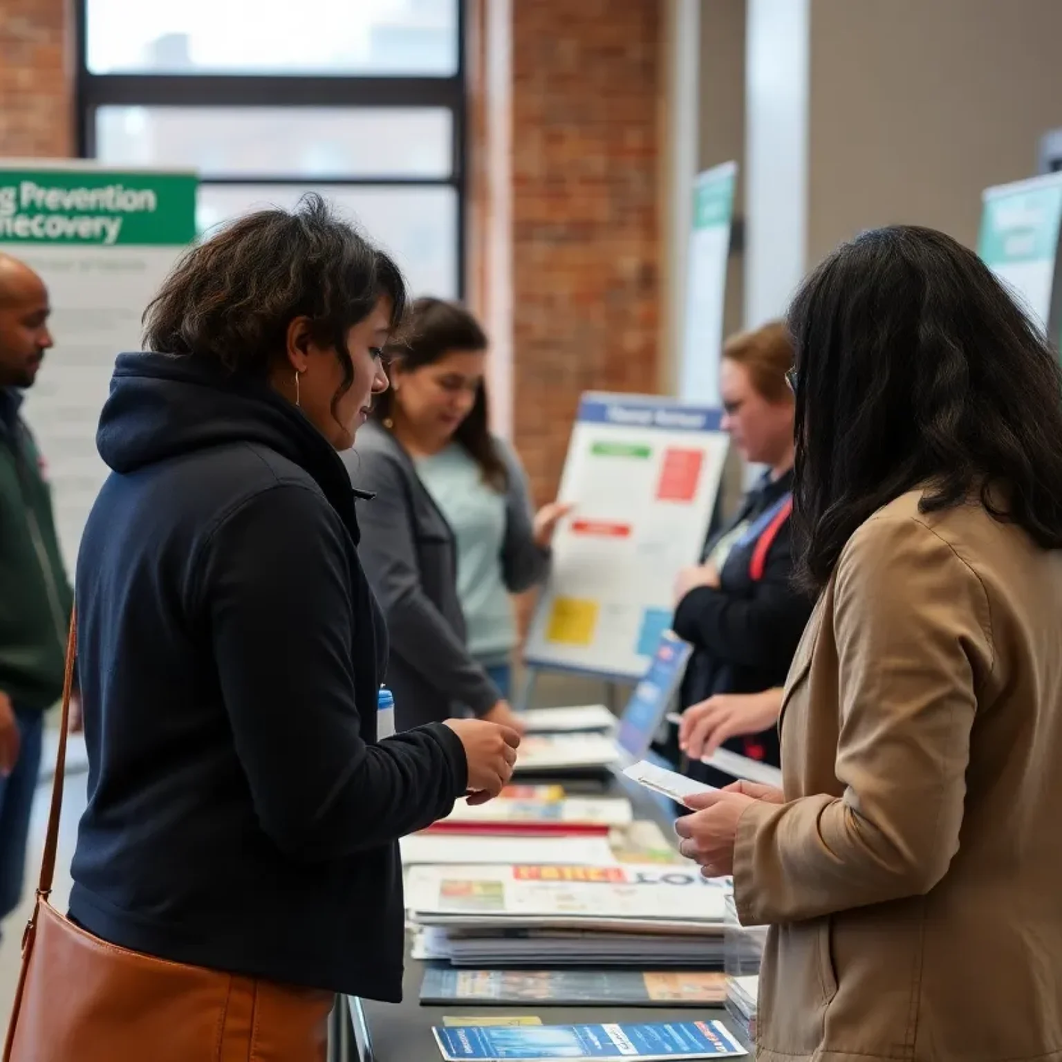 Community members engaging in drug addiction recovery outreach.
