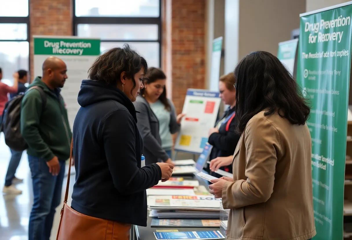 Community members engaging in drug addiction recovery outreach.
