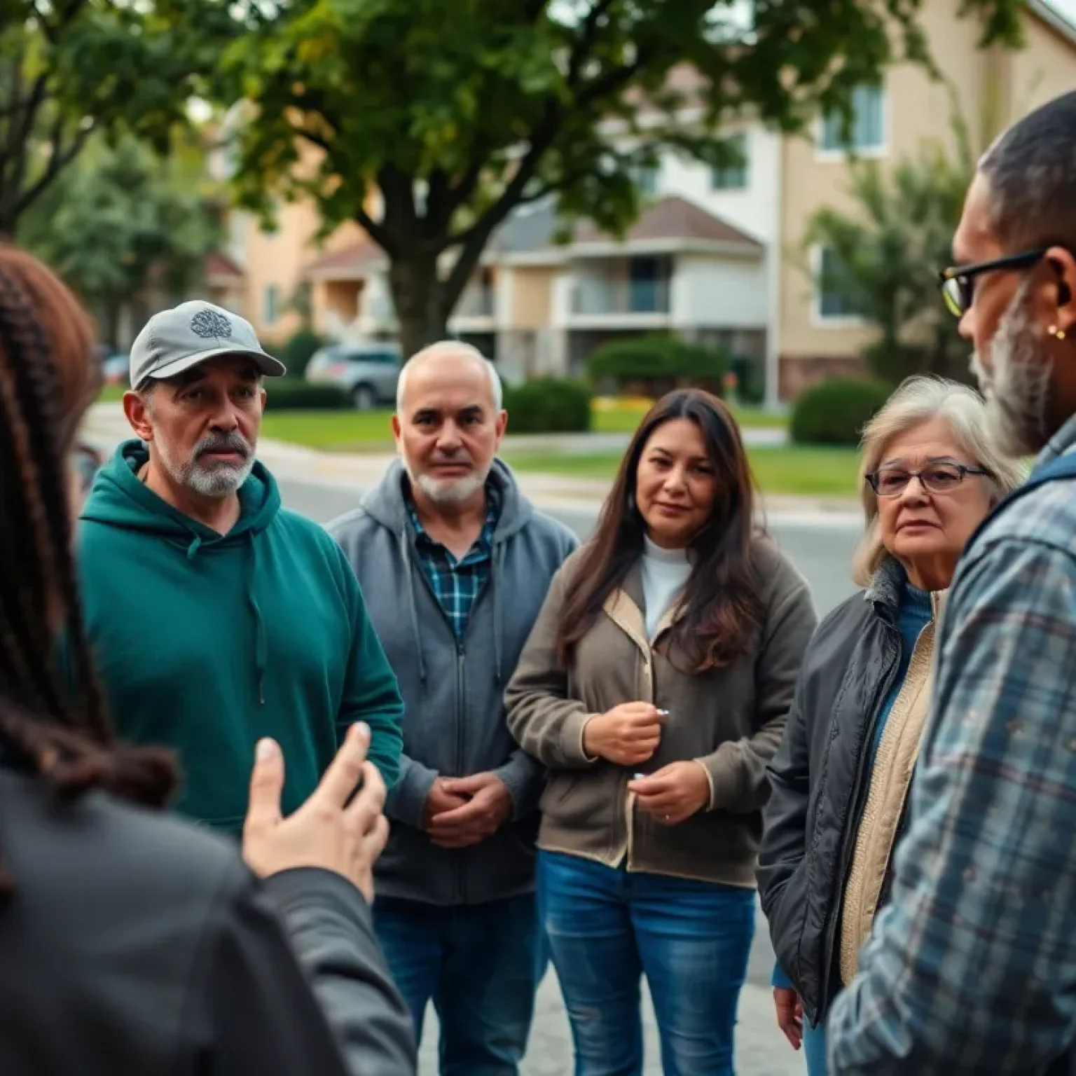 Community members discussing safety regarding a missing woman.