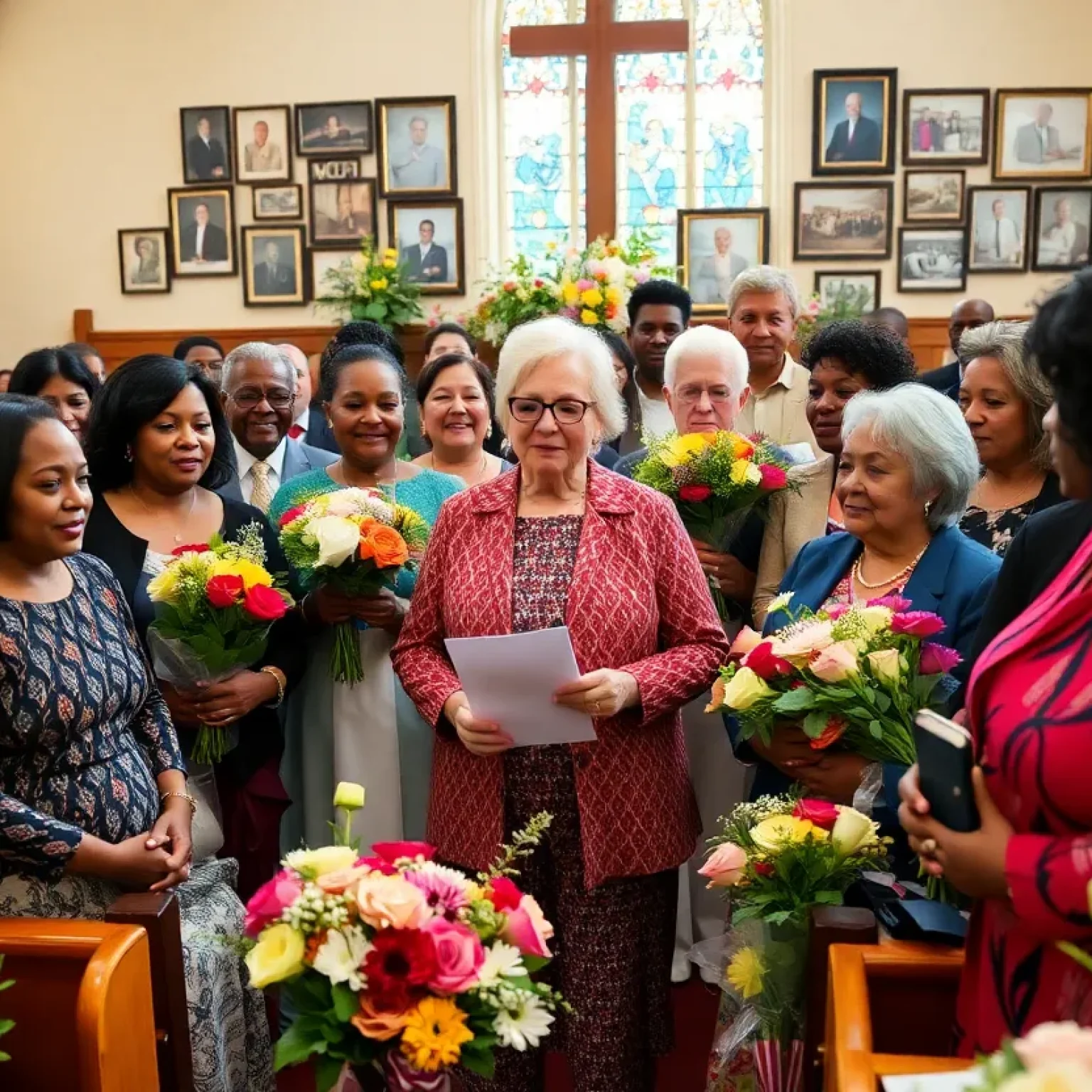A community gathering honoring an educator