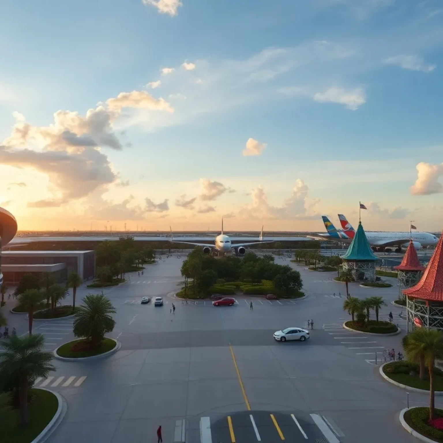 A family enjoying various attractions near Orlando International Airport