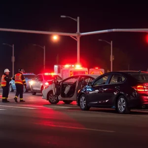 DUI crash scene in St. Petersburg showing emergency services