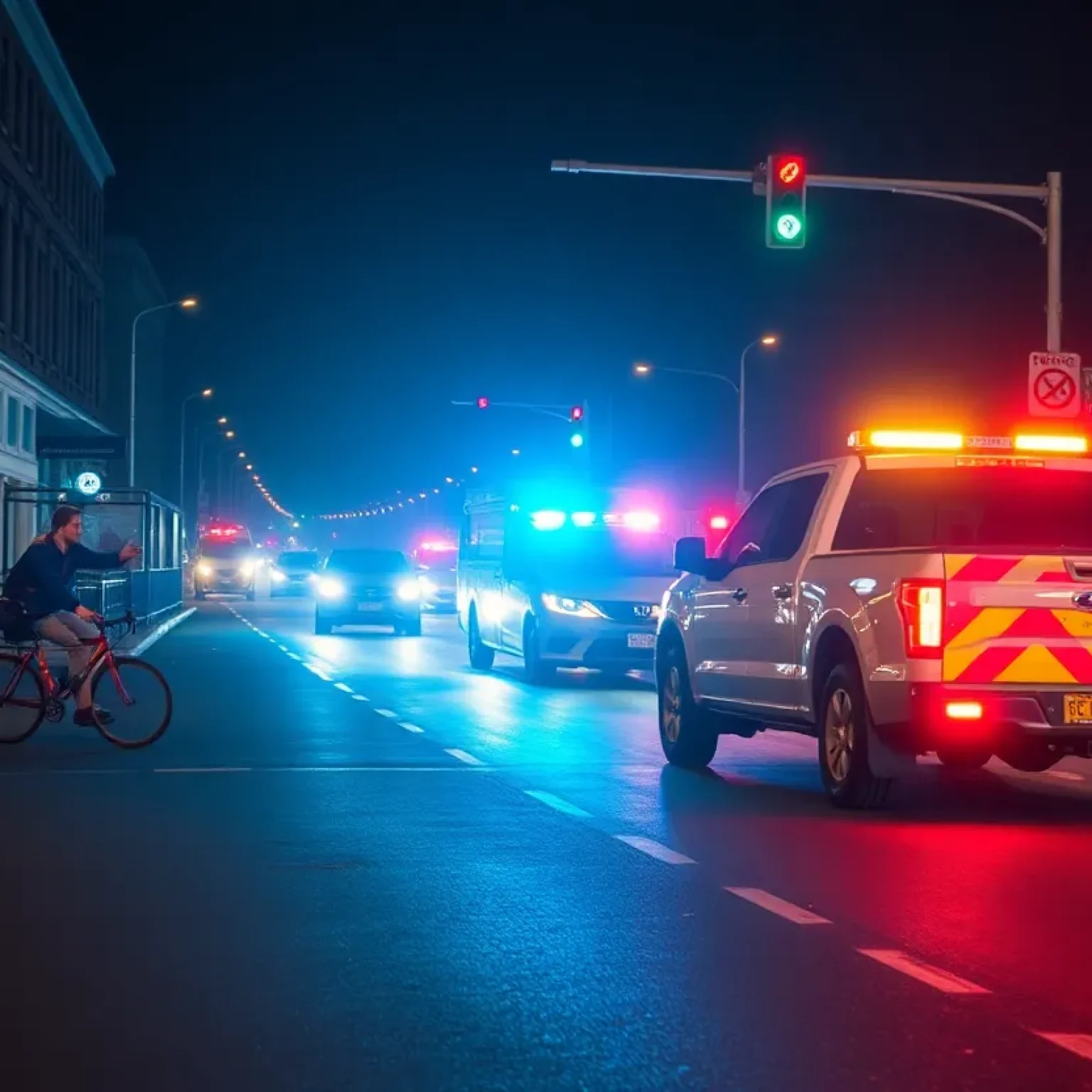 Emergency services on the scene of a DUI-related accident in St. Petersburg