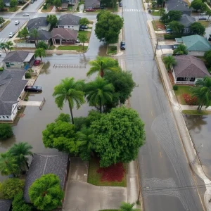 Flooded streets in St. Petersburg after heavy rainfall