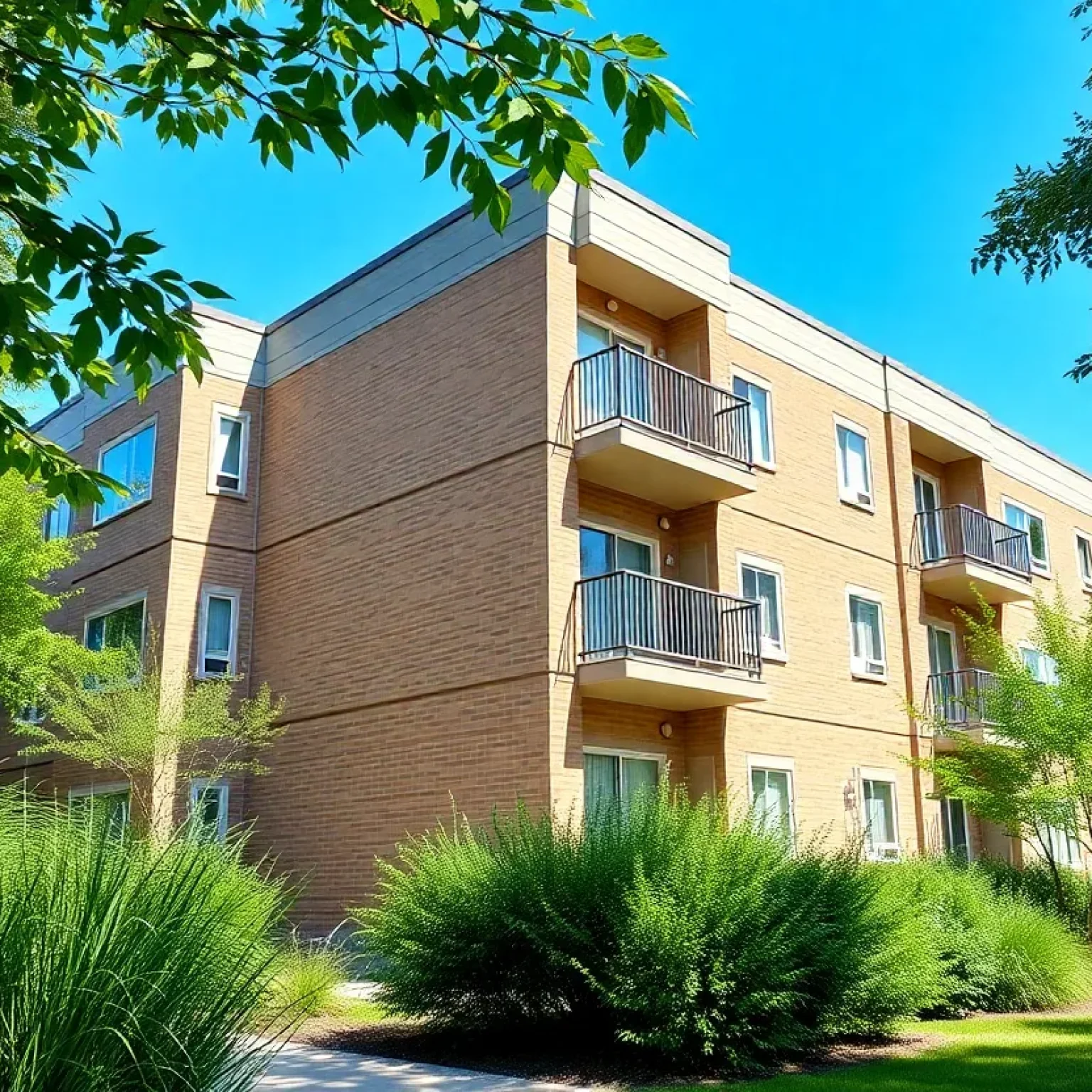 Exterior view of Founders Point Apartments, a residential complex in St. Petersburg.