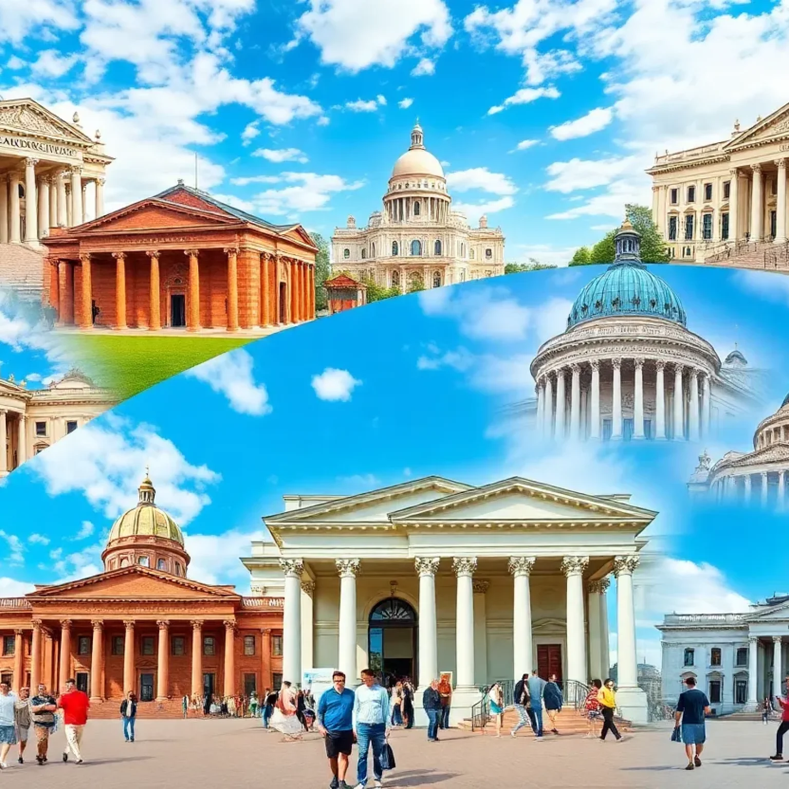 Visitors enjoying Free Museum Day in front of museums in St. Petersburg