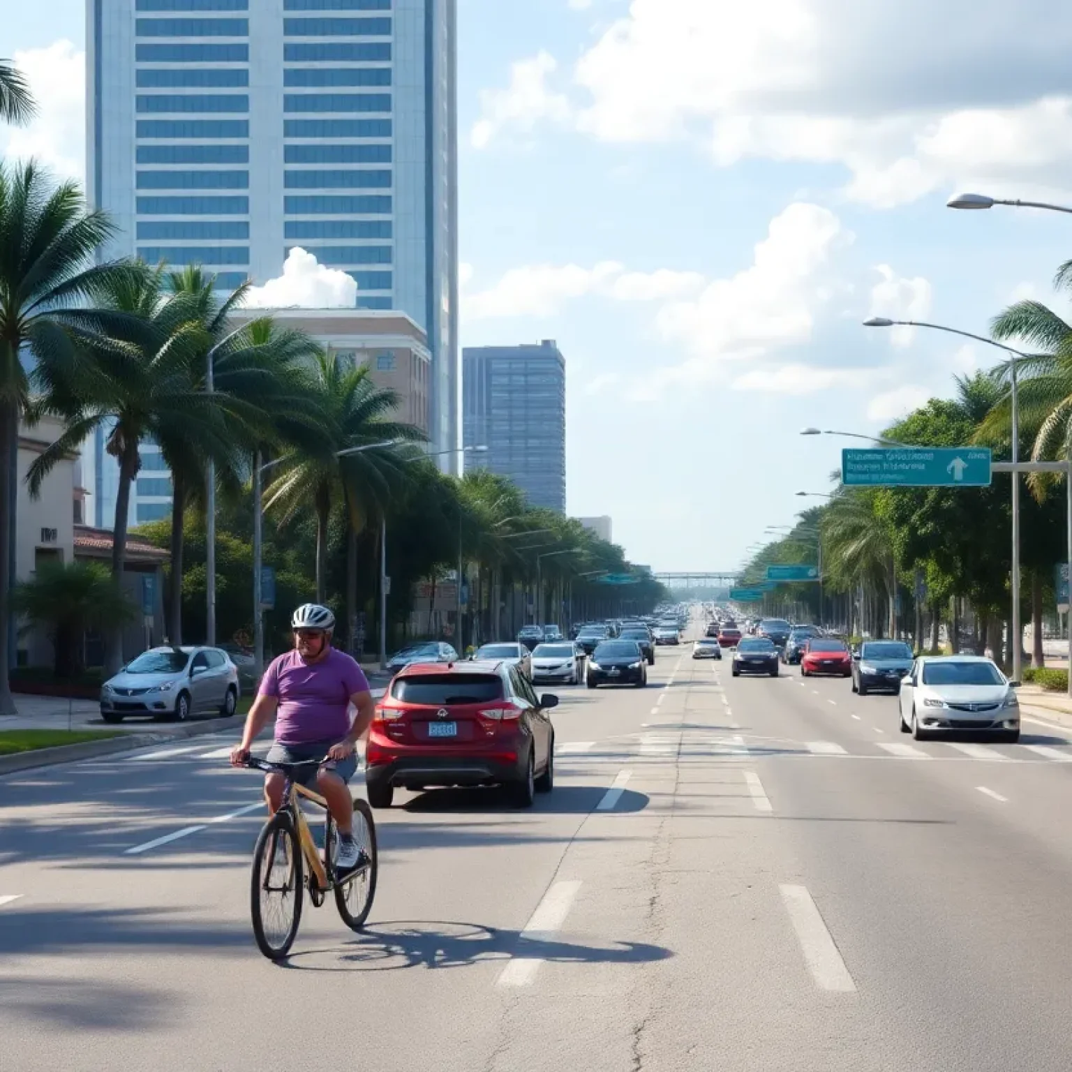 Gandy Boulevard in St. Petersburg with cyclists and vehicles