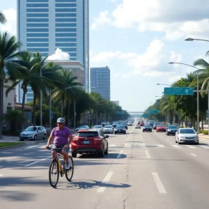 Gandy Boulevard in St. Petersburg with cyclists and vehicles