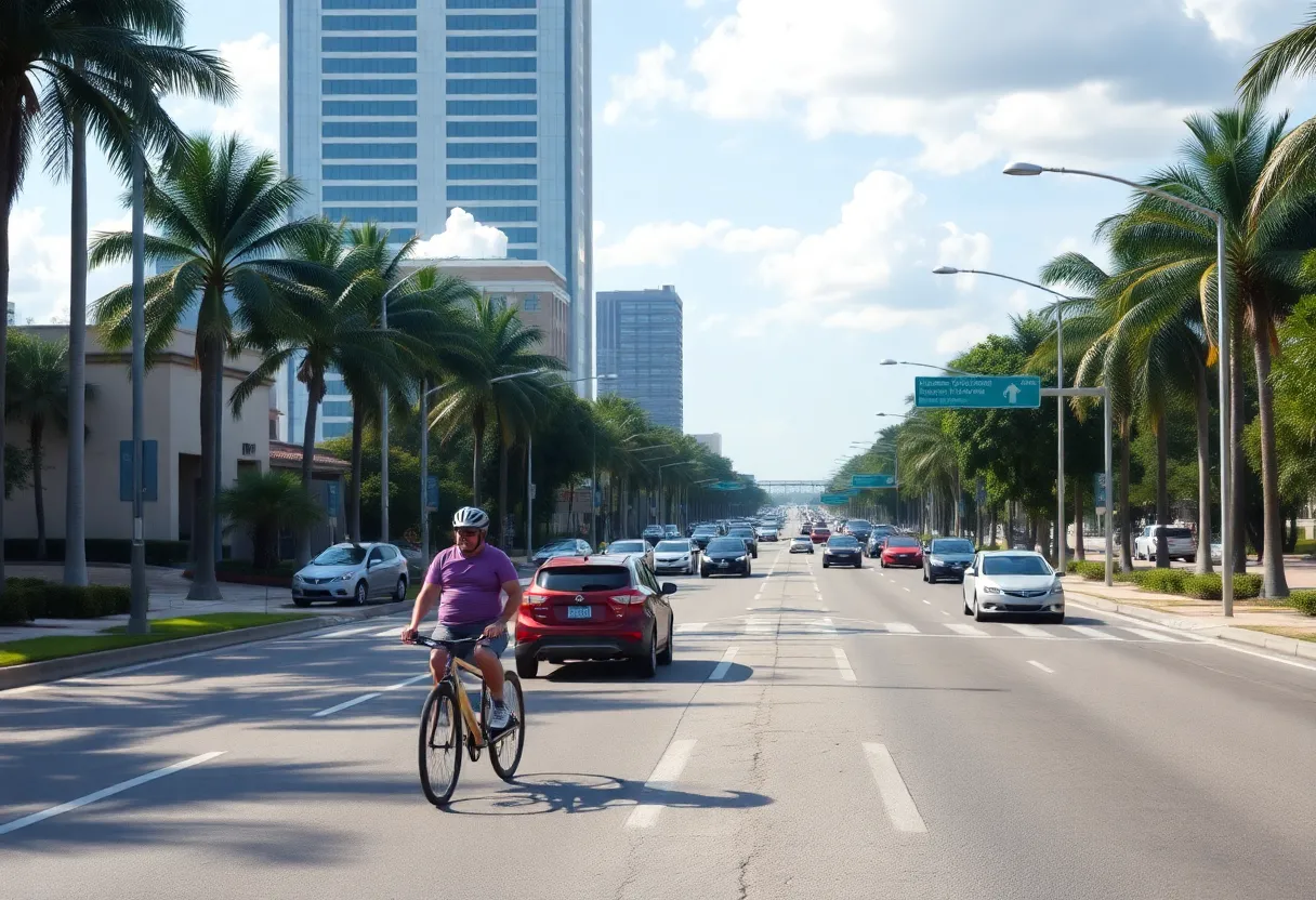 Gandy Boulevard in St. Petersburg with cyclists and vehicles