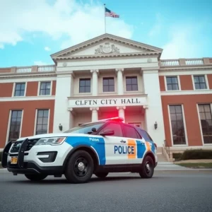 Police car outside St. Petersburg city hall investigating employee fraud