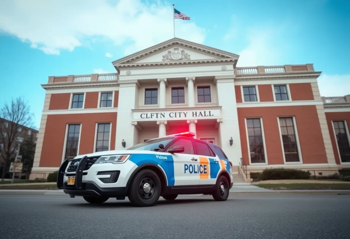 Police car outside St. Petersburg city hall investigating employee fraud