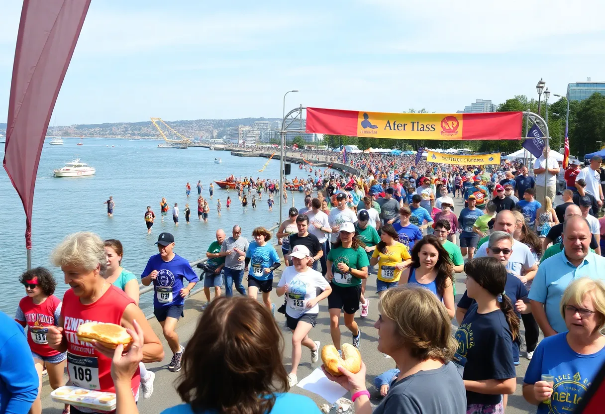 Participants running in the PB&J Run at St. Petersburg waterfront