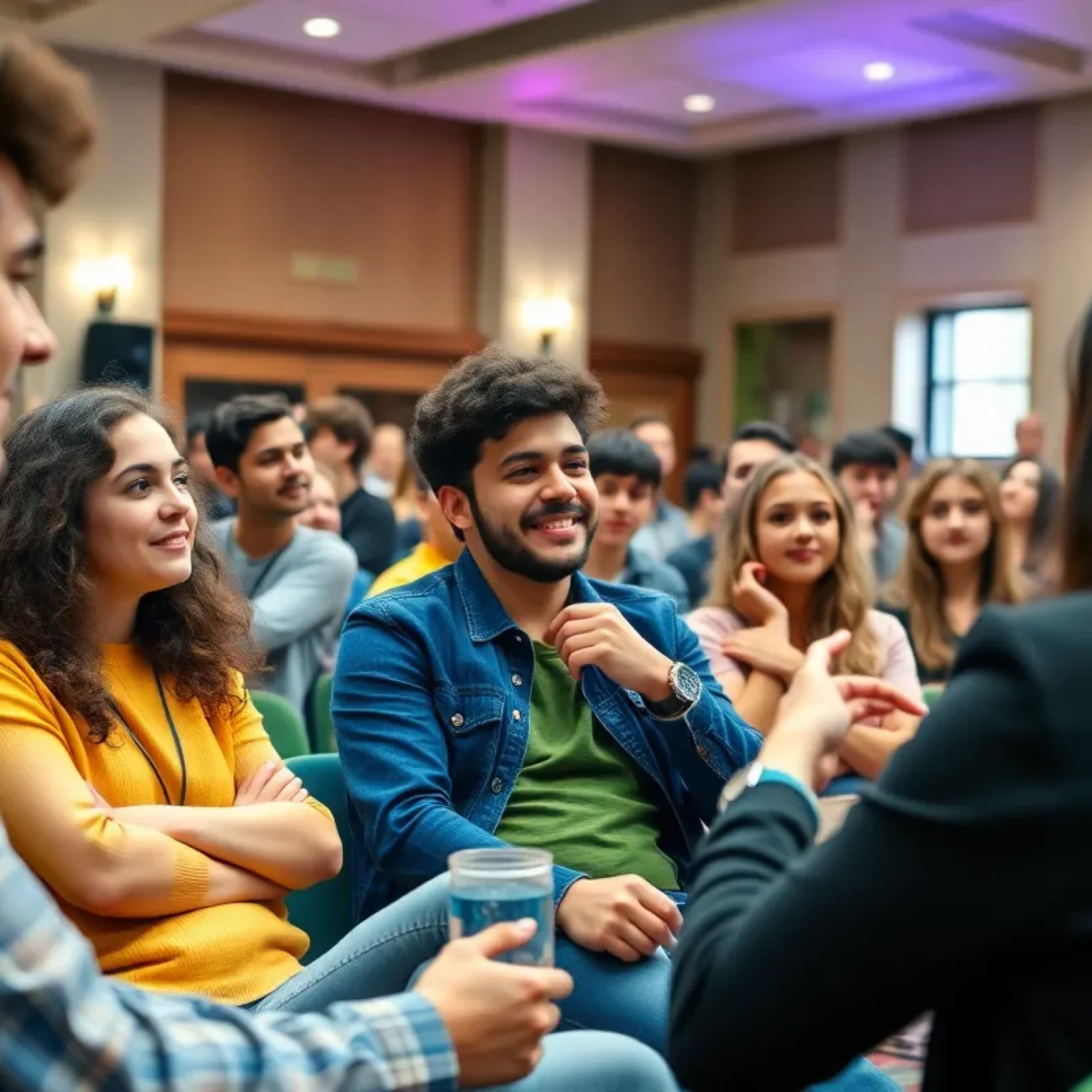 Students interacting during the Performative Person Contest focused on performative masculinity.