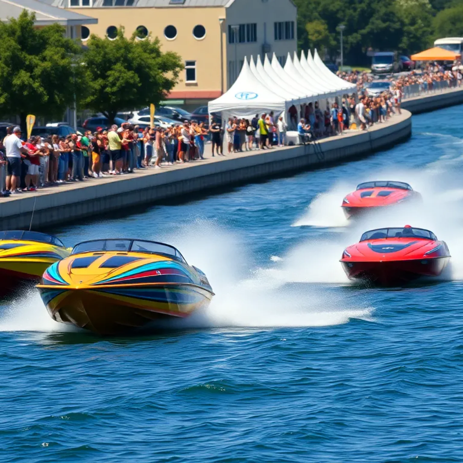 Powerboats racing on the water in St. Petersburg
