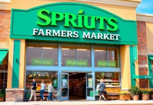 Exterior of Sprouts Farmers Market in St. Petersburg showcasing fresh produce.