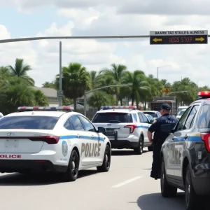 Police traffic stop scene in St. Pete Beach, Florida.