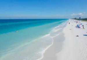 Serene beach in St. Petersburg, Florida with turquoise water and white sand.