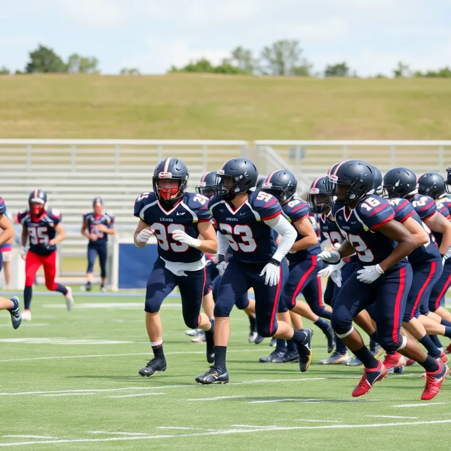 High school football players in action during a game