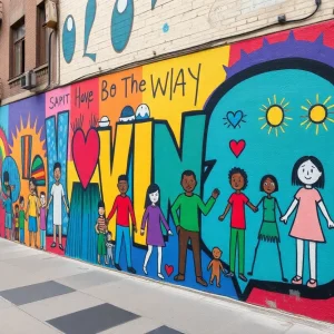Colorful mural symbolizing diversity and community in St. Petersburg.