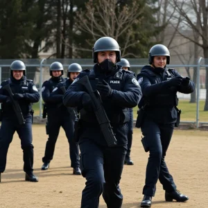 St. Petersburg police officers participating in fitness training exercises