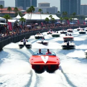 Powerboats racing at the St. Petersburg Grand Prix event