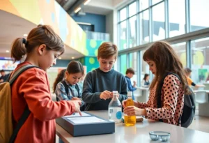 Render of the newly revitalized St. Petersburg Science Center featuring STEM education activities.
