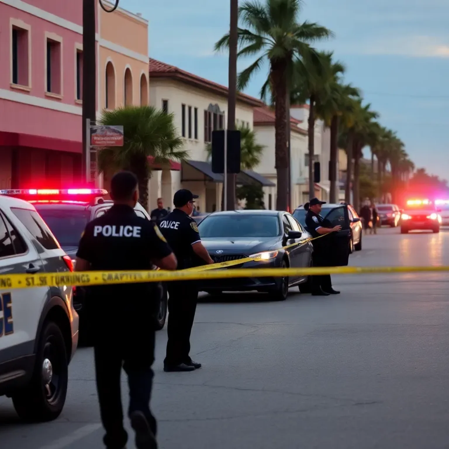 Police officers investigating a stabbing incident in St. Petersburg, Florida