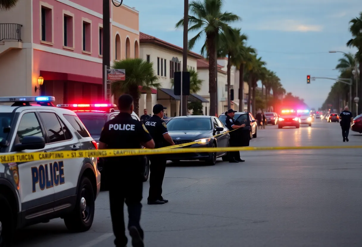 Police officers investigating a stabbing incident in St. Petersburg, Florida