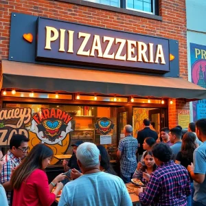 Community members enjoying food at The Violet Stone fundraiser