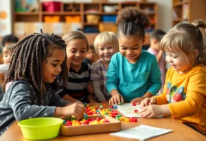 Kids participating in early learning activities at YMCA
