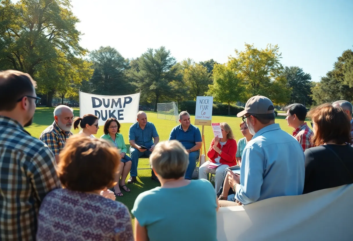 Residents gathering in Wildwood Park to discuss alternative electricity options