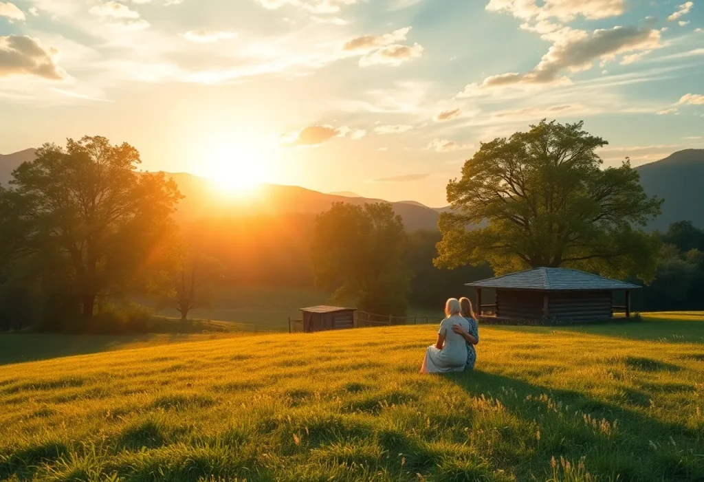A tranquil landscape symbolizing the legacy of a devoted social worker and family matriarch.