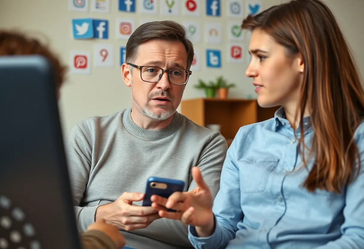 A parent engaging with their teenager about the risks of online challenges.