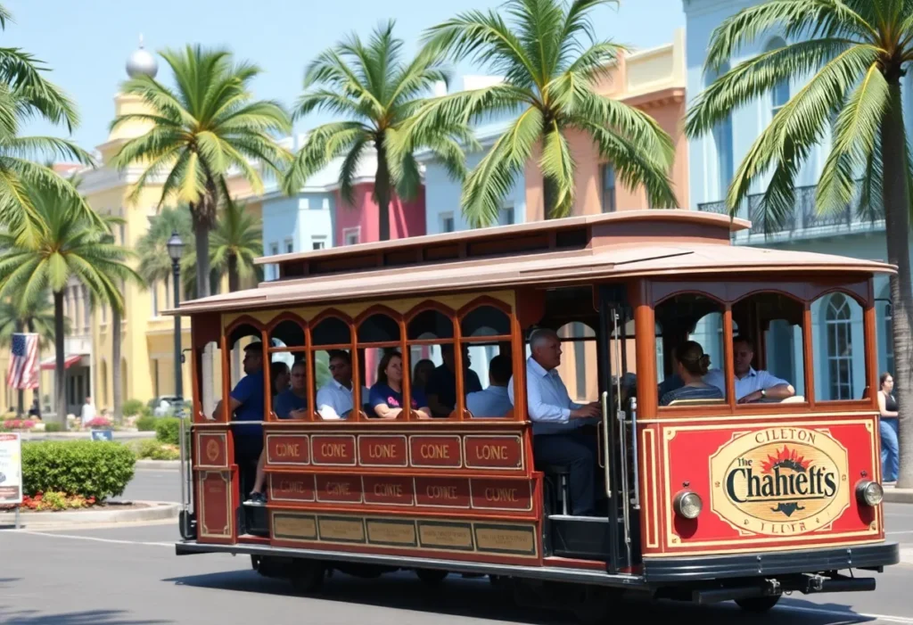 Old-fashioned trolley bus in St. Petersburg, Florida