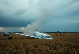 Emergency responders at the scene of a plane crash in Levy County, Florida
